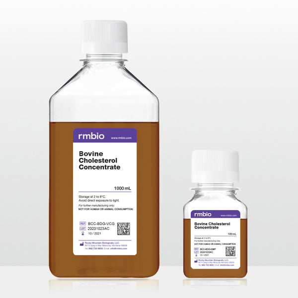 Bovine Cholesterol Concentrate in a 1000 milliliter bottle and a 100 milliliter bottle