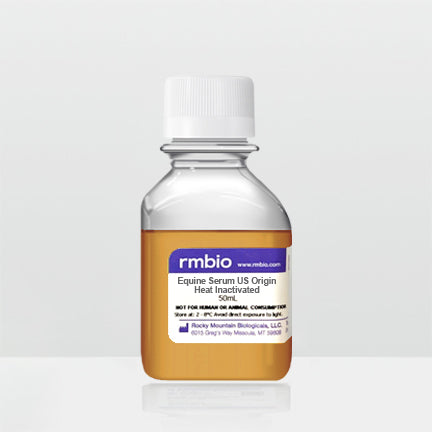 Heat inactivated Donor Equine Serum in a 50 milliliter bottle.
