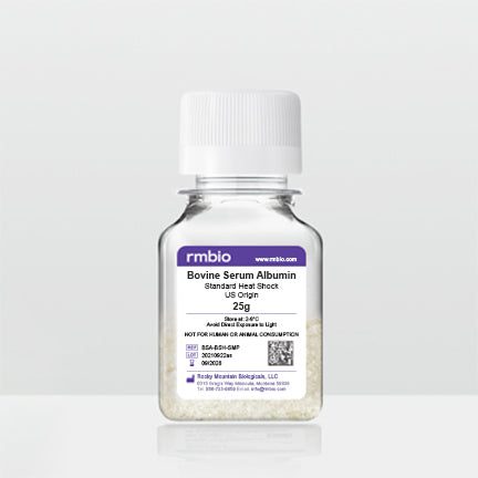 Lyophilized Bovine Serum Albumin in a 25 gram bottle.
