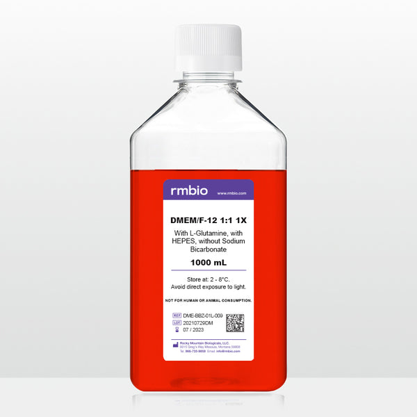 DMEM-009: DMEM/F-12 Ham 1:1 Mixture 1X, With L-glutamine, With HEPES, Without Sodium Bicarbonate